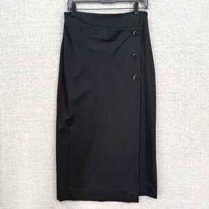 Babaton‎ Black Wrap Button Midi Skirt Women's Size 10 M  Office Career Witchy